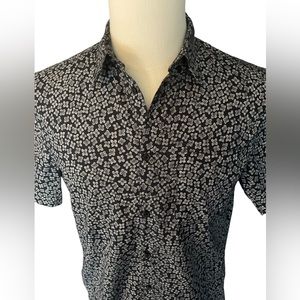 H&M Men’s Dress Shirt Navy/White Floral Regular Fit Small